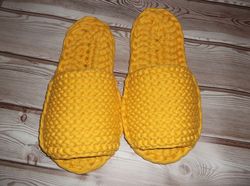 Knitted slippers.