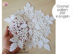 Antique napkin - table decor crochet pattern ,  decor crochet pattern , crochet pattern , crochet flower pattern .