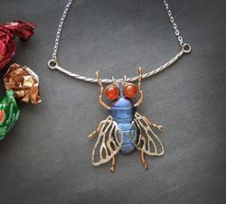 Fly necklace/ Insect jewelry