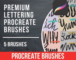 5 Free Premium Lettering Procreate Brushes. Free Procreate Brush Sets, Free Procreate Brushes Lettering, Download Free