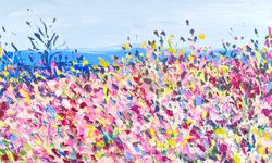 Landscape painting Flowers painting on canvas Impasto art Abstract flowers painting Impressionism art Landscape Wall art