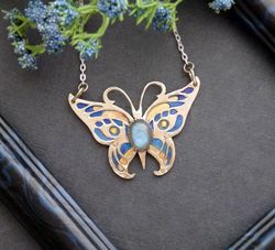 Butterfly necklace / insect pendant /labradorite jewelry