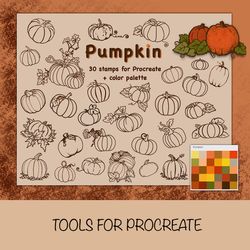 Procreate stamps pumpkin, Procreate color palette, Procreate happy thanksgiving day stamps, Procreate halloween stamp.