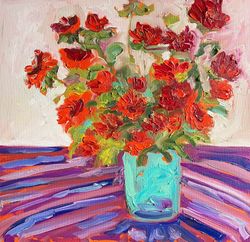 Flowers painting Original oil painting on canvas panel Fauvism art Matisse inspired Flowers bouquet painting Australian