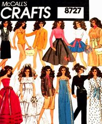 PDF Copy Vintage Sewing Pattern MC Crafts 8727 Clothes for Barbie and Dolls 11 1\2 inch