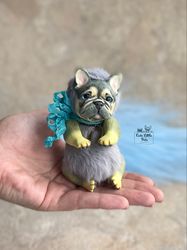 French bulldog doll realistic cute tiny dog miniature puppy toy