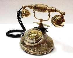 Collectible Antique Solid Brass Stunning Vintage Beautiful Working Telephone