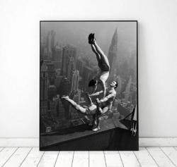 Acrobats at a height Vintage photo printable, America Vintage printable sport photo, Black and White Photo, Beach Photo