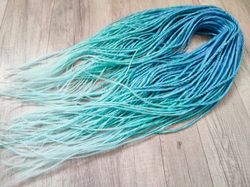 Mermaid Ombre Synthetic dreadlocks extensions, turquoise dreadlocks Smooth Classic Fake dreads double ended, DE dreads
