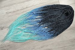 Blue mint Ombre Synthetic dreadlocks extensions, dreadlocks Smooth Classic Fake dreads double ended dreads, DE dreads