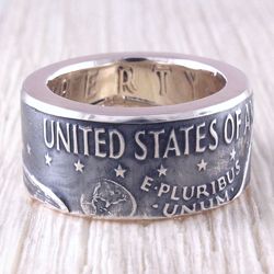 Silver Coin Ring (USA) Moon Dollar