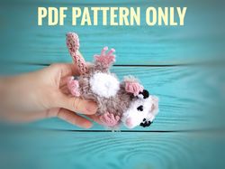 Opossum crochet pattern, Possum keychain pattern, Possum DIY pattern, opossum car accessory pattern PDF,