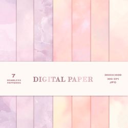 Pastel Digital Paper, Pink Digital Paper Pack, Pastel Colors, Scrapbook Paper