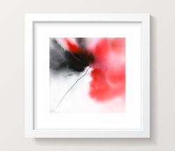 Abstract wall art Red and black flowers Original floral painting Modern Minimalist Expressionist small wall art