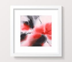 Abstract wall art Red and black flowers Original floral painting Modern Minimalist Expressionist small wall art