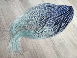 URAN Ombre blue gray Synthetic dreadlocks extensions, dreadlocks Smooth Classic Fake dreads double ended dreads DE dread