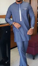 African Dashiki set, matching shirt and pant/African clothing / African men clothing / wedding suit/groom suit