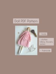 Tilda doll Pattern, doll pdf, Doll sewing pattern, PDF Pattern doll angel, Textile doll sewing, rag doll pattern pdf