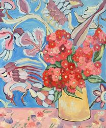 Flowers painting Gum blossom oil painting on canvas Fauvism painting Matisse inspired Flowers painting Australian flower