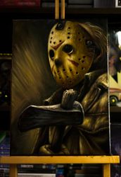 Original Jason Voorhees oil painting, Friday the 13th, Hand painted, Halloween