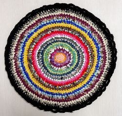 Knitted Handmade Round Rag Rug. Russian Country style. Rustic decor