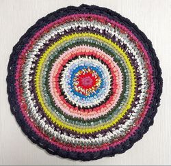 Russian Handmade Round Rag Rug. Country style. Rustic decor USSR