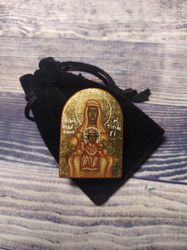 Black Madonna of Tindari | Hand painted icon | Travel size icon | Orthodox icon for travellers | Small Orthodox icons