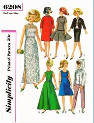 PDF Copy Sewing Pattern Simplicity 6208 Clothes for Fasion Dolls 11 1\2 inch