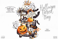 Halloween tiered tray design, png file, hand drawn graphics, printable art.