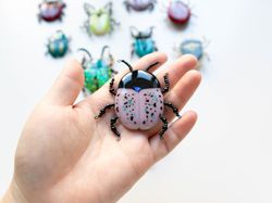 Beetle brooch, Bug pin, Handmade brooch