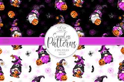 Download Seamless patterns. Halloween gnomes. Happy holidays. Cute characters pink