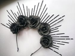 Black halo crown, Cosplay Gothic headdress, festival headpiece
