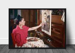 Color Frida Kahlo draws print Digital, Frida Kahlo poster, frida kahlo art print, Feminist poster