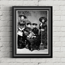 Spooky home decor, Witches Art Poster, Halloween wall art, Retro Photograph vintage halloween decoration
