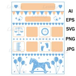 Template about the birth of a child, svg metrics