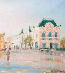 Nizhny Novgorod city Russia Cityscape Original Oil Painting Wall Decor Original Art