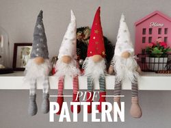 Pattern sewing Christmas gnome. PDF tutorial holiday gnome size 40 cm (15.7 inches). Christmas toys
