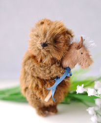 Artist teddy bear, tiny teddy bear, miniature bear toy, OOAK stuffed teddy bear 3.5"