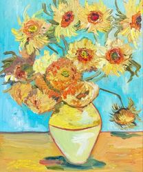Sunflower painting Original oil painting on canvas panel Sunflowers bouquet Impressionism art Fauvism artwork Hanging