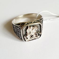 George the Victorious men's signet ring made of silver 925 Christian silver ring dree shipping