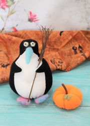Small soft penguin toy- Halloween gift, funny Halloween decor