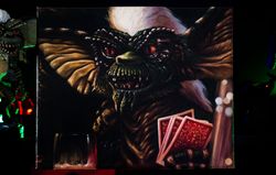 Original oil painting Gremlins , Horror portrait of Gremlin, Hand painted, 80s movie