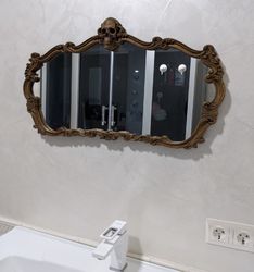 Wall mirror with skull Gothic wooden Mirror, Wall Mirror Carved On Wood, Witch mirror, interior mirror