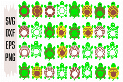 Bundle Turtle Monogram Frame SVG files, Digital download, 32 Designs