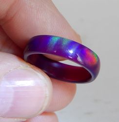 Black opal ring. Solid opal ring. Synthetic opal ring. Solid opal band.