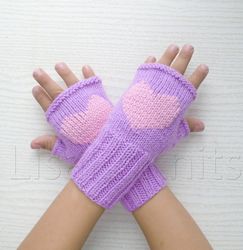 Purple Wool Finger less Gloves for kid 3-5 years old,handmade, hand knitted, wool arm warmers, soft yarn