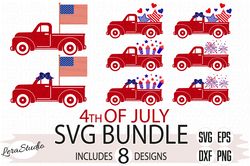 Bundle Truck 4th of July SVG files, Digital download, 8 Designs