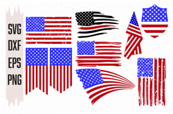 Bundle American flag SVG files, Digital download
