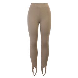 Brown Ribbed Leggings for Women High Waisted Taupe Leggings Stirrup  Coffe Knitted Soft Yoga Pants Winter