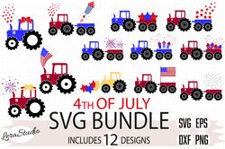 Bundle Tractor 4th of July SVG files, Digital download